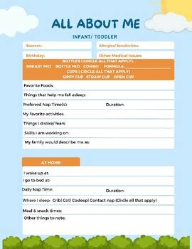 childcare toddler questionnaire.